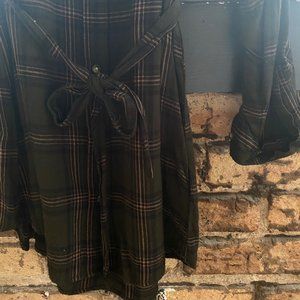H&M Checkered Dress Long Sleeves Green Size 6